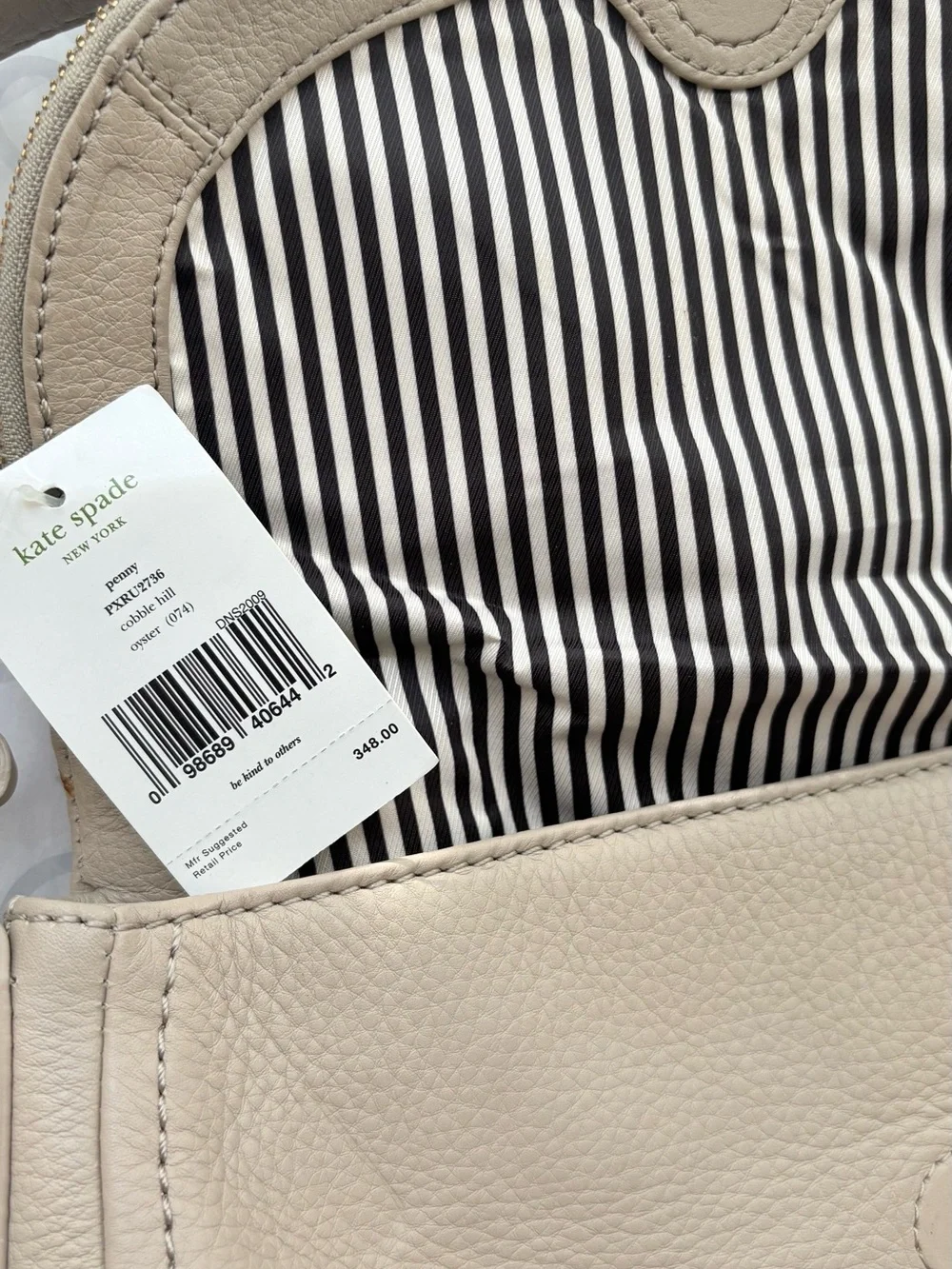 NWT Kate Spade Cobble Hill Penny Leather Shoulder Bag Oyster Gray PXRU2736